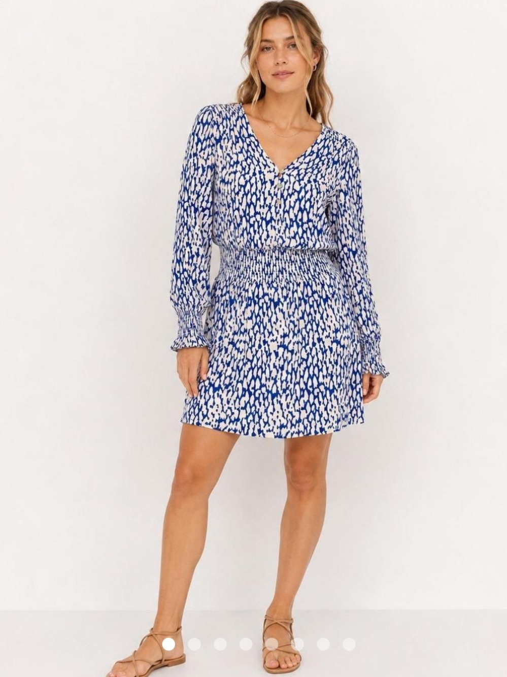 Rails Zana Cobalt Static Leopard Smocked Dress